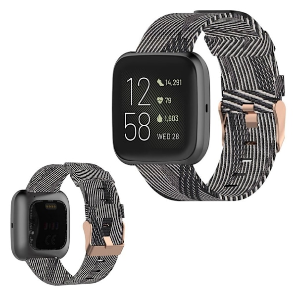 Fitbit Versa / Versa 2 / Blaze klockarmband i nylon - Svart Rand Svart