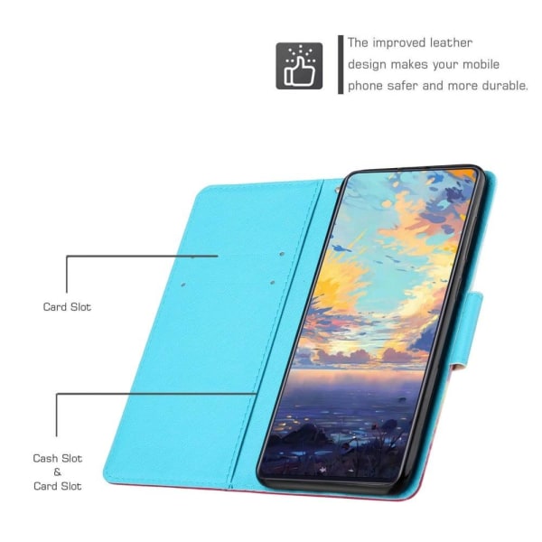 Wonderland iPhone 14 Pro Max flip etui - Hjerteform / Hest Blue