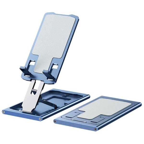 Universal aluminum alloy foldable phone holder - Blue Blå