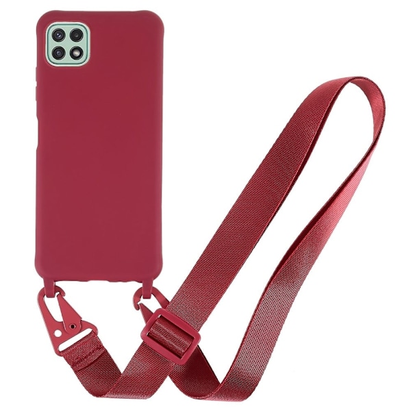 Tyndt TPU-etui med mat finish og justerbar strop til Samsung Galaxy A22 5G - Rød Red