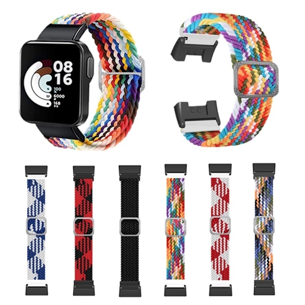 Xiaomi Redmi Watch nylon elastisk urrem - Regnbuefarve Multicolor