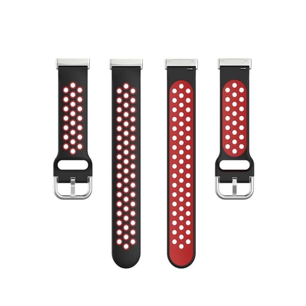 Fitbit Versa 3 / Sense tofarget silikonarmbånd - Svart / Rød Black