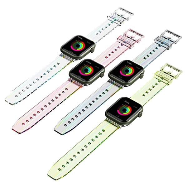 Apple Watch (45mm) joustava läpinäkyvä ranneke - Läpinäkyvä Vaaleanpunainen Pink