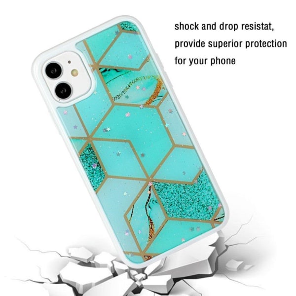 Marble design iPhone 11 Pro cover - Blågrøn Diamantflise Og Stjerner Green