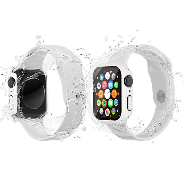 Apple Watch (41mm) rubberized hard cover with tempered glass screen protector - White Vit