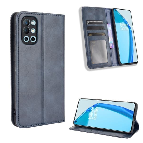 Bofink Vintage OnePlus 9R Nahkakotelo - Sininen Blue