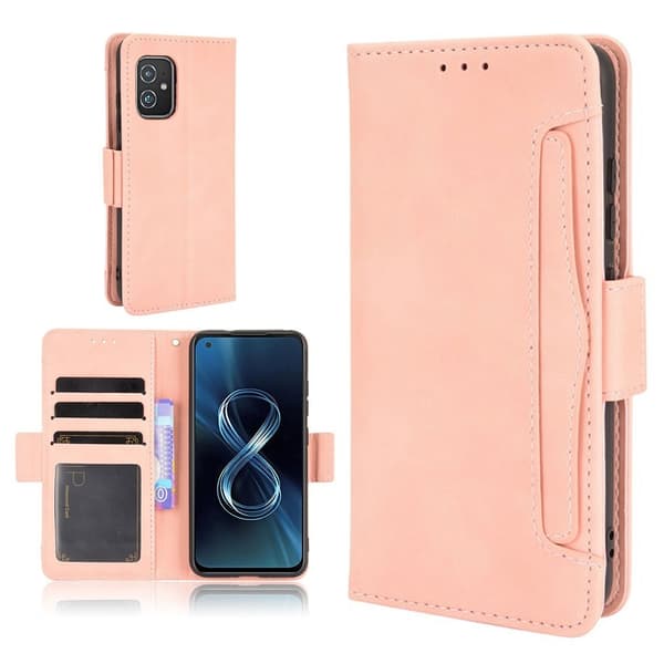 Modern-styled Lær Lommebok Etui til Asus Zenfone 8 - Rosa Pink