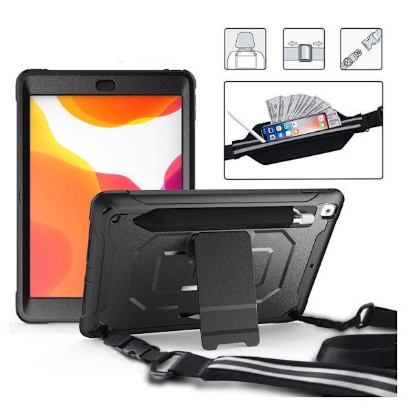 iPad 10.2 (2019) rustning hybrid etui - All Black Black