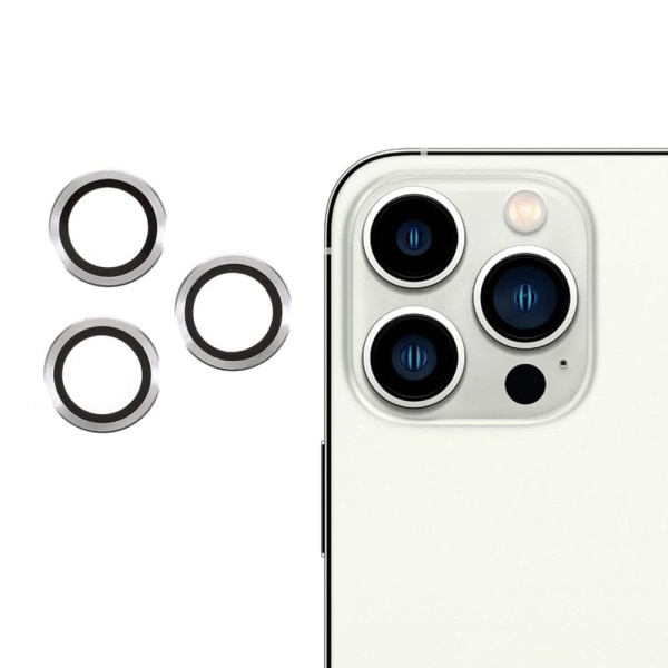 RURIHAI iPhone 13 Pro Max / 13 Pro kameralinsskydd av härdat glas med metallram - Silver Silvergrå