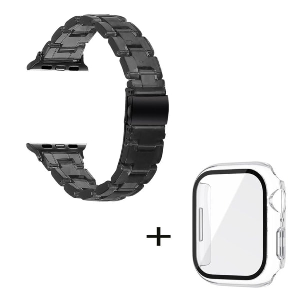 Apple Watch SE 2022 (44mm) klockarmband med 3 pärlor i resin och genomskinligt hölje - Vit Vit