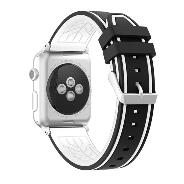 Apple Watch 44 mm dubbelfärgat klockarmband i silikon - Svart / Vit Svart