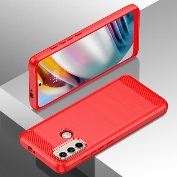 Carbon Flex Motorola Moto G60 cover - Rød Red