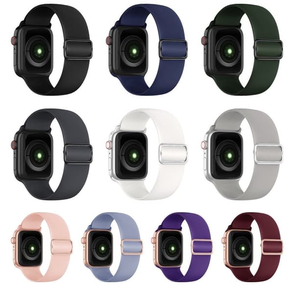 Apple Watch 44 mm justerbart klockarmband i silikon - Svartaktig Grön Svart