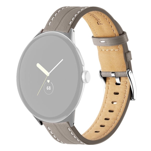 Aitoa nahkaa oleva ranneke Google Pixel Watch -kelloon - Harmaa Silver grey