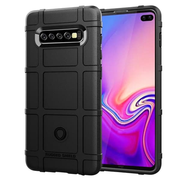 Samsung Galaxy S10 Plus anti-chok gittertekstur etui - Sort Black