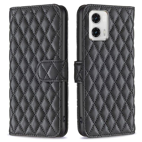 Rombuskuvioinen matta läppäkotelo Motorola Moto G73 - Musta Black