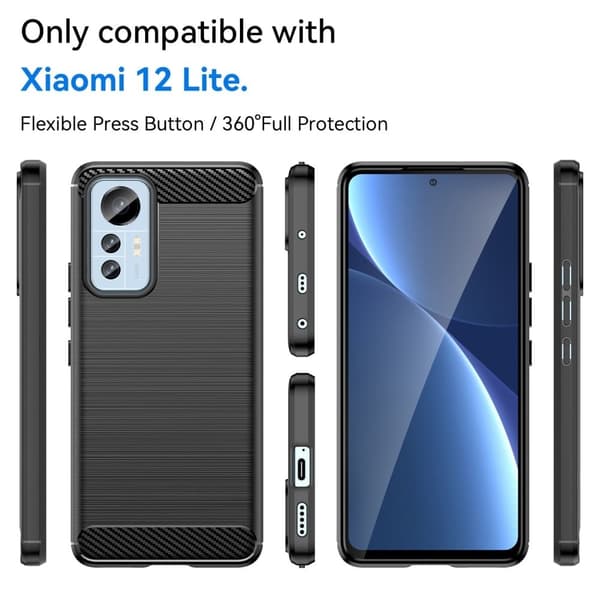 Carbon Flex Xiaomi 12 Lite deksel - Svart Black