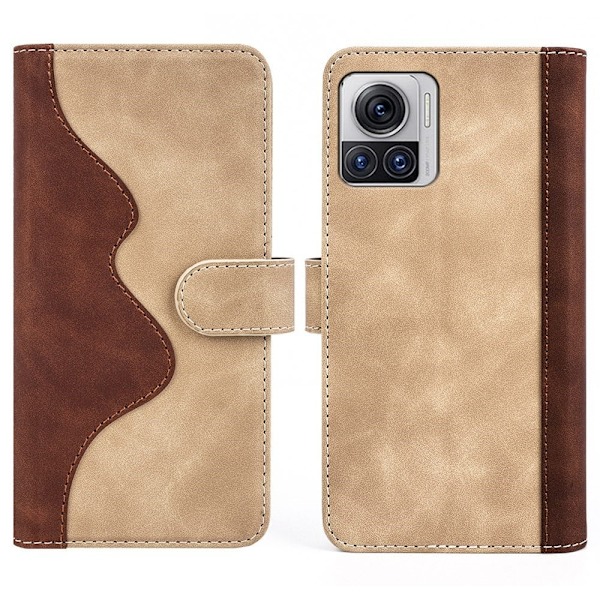 To Farvet Læder Flip Case til Motorola Edge 30 Ultra / X30 Pro - Gul Yellow
