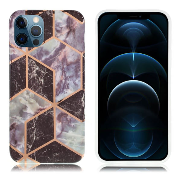 Marble design iPhone 12 Pro Max cover - Sort / Grå Silver grey