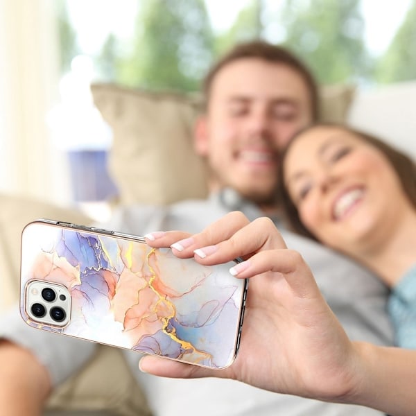 Marmormotiv iPhone 14 Pro Max skal - Milky Way Marmor Vit multifärg