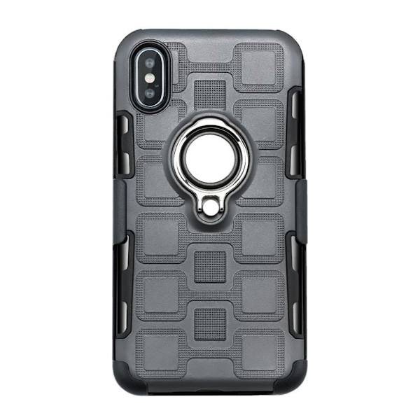iPhone XS kickstand etui med geometrisk mønster - Grå Silver grey