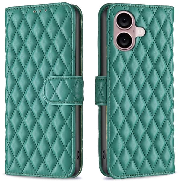 Rhombus mat iPhone 16 flip etui - Grøn Green