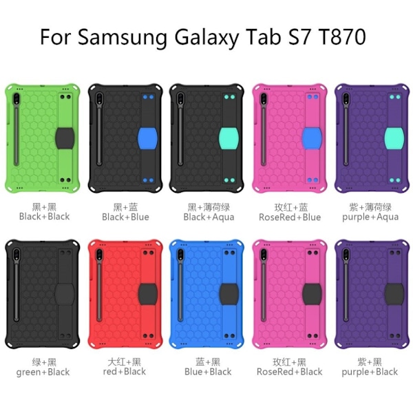 Honeycom mönster eva combo fodral för Samsung Galaxy Tab S7 - svart Svart