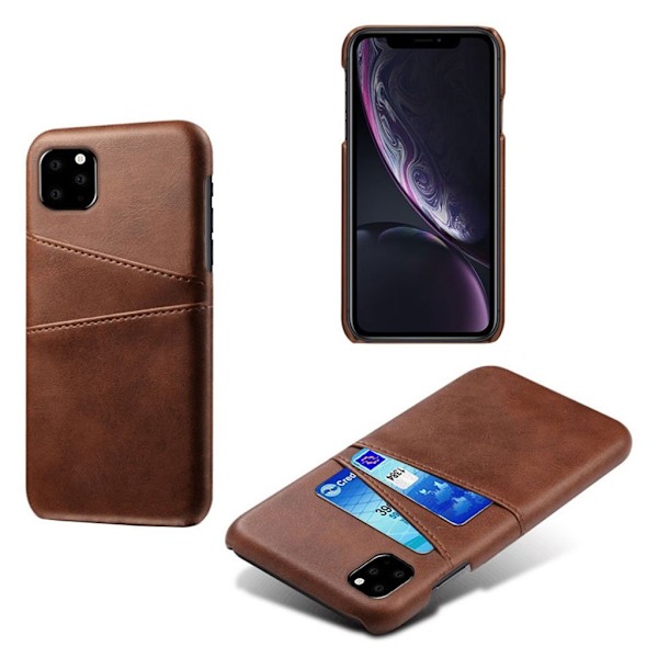 Dual Card etui til iPhone 11 Pro Max - Brun Brown