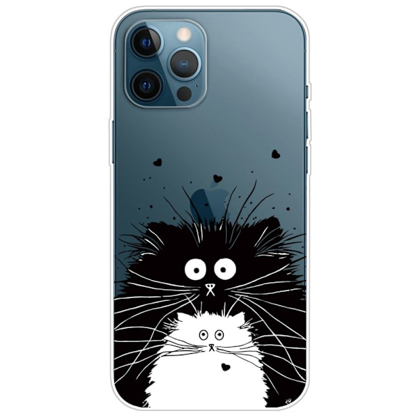 iPhone 14 Pro 6.1 tommer Anti-fall Pattern Printing Clear Design Back Case IMD Soft Flexible Wear-resistant Protective Phone Case - Sort Black