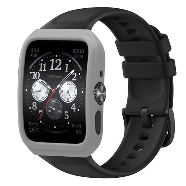 Silikonfodral till klocka Oppo Watch 3 Pro / Watch 4 Pro reptåligt klockfodral - Grå Silvergrå