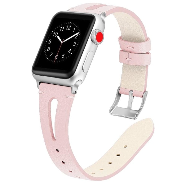 Apple Watch (41mm) klockarmband i äkta läder med topplager av koskinn - Ljusrosa Rosa