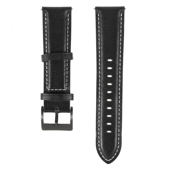 22m Universal quick release genuine leather watch strap - Black Svart