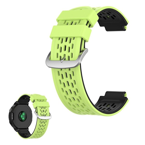 Dobbeltfarvet silikoneurrem til Garmin-enheder - Lime / Sort Green