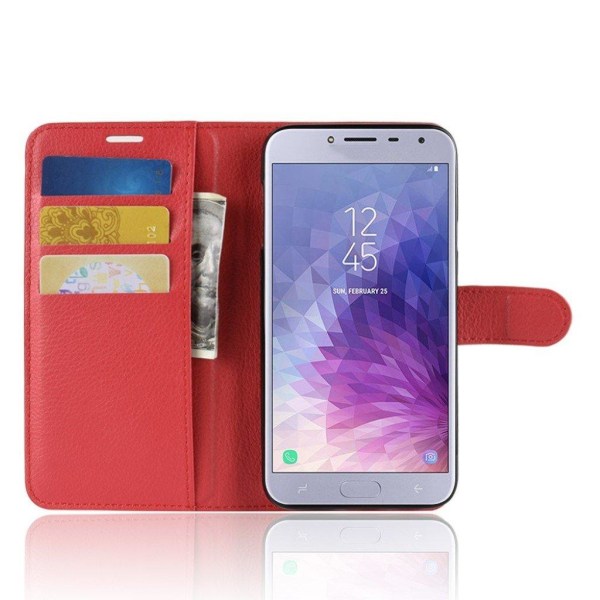 Samsung Galaxy J4 (2018) litchi tekstur læder flip etui - Rød Red