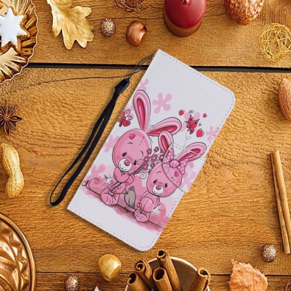 Wonderland Xiaomi Redmi 9C Läppäkotelo - Rabbits Pink