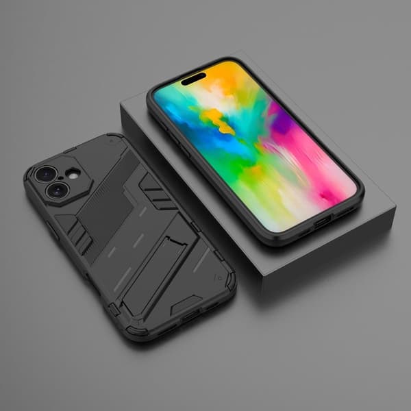 Stødsikkert moderne iPhone 16 hybridcover - Sort Black