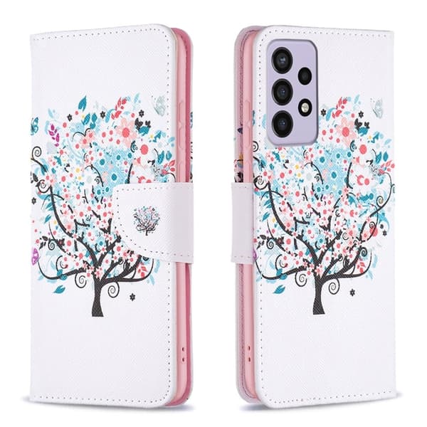 Wonderland Samsung Galaxy A73 Flip Etui - Blomst Træ Multicolor