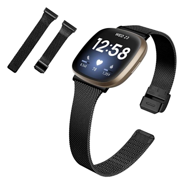 Fitbit Sense / Versa 3 milanese rustfrit stål rem - sort Black