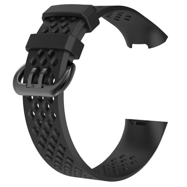Fitbit Charge 3 erstatnings urrem i silikone med åndbare huller - Str S, Sort Black