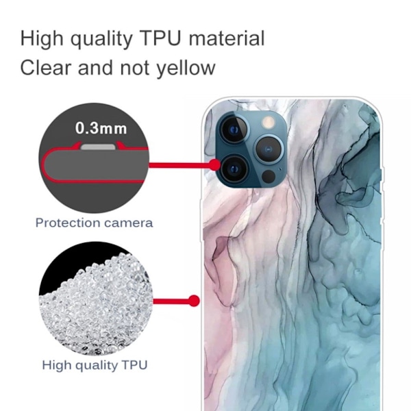 Marmormotiv iPhone 13 Pro skal - Rosa/Blå Marmor multifärg