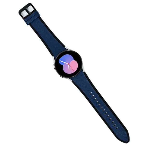Samsung Galaxy Watch 5 / 4 / 3 læder- og silikoneurrem - Litchi Tekstur Blå / Sort Blue
