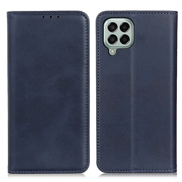 Samsung Galaxy M33 5G flip etui i ægte læder med pung – Blå Blue