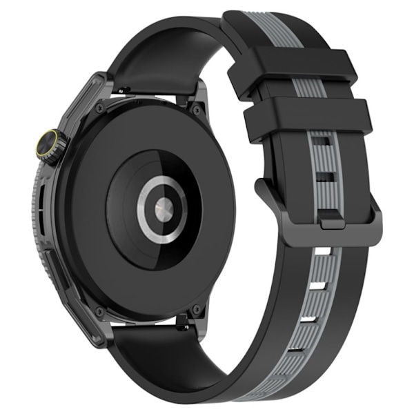 20 mm universel tofarvet silikone-urrem - Sort / Grå Silver grey