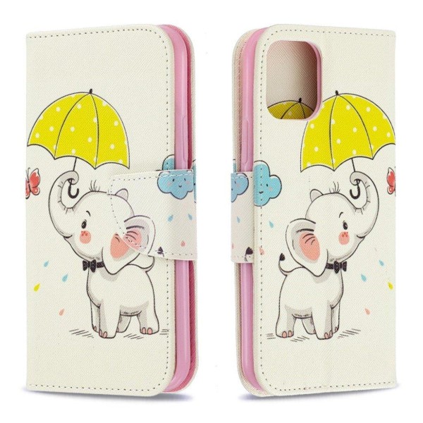 Wonderland iPhone 11 Pro flip etui - Elefant Og Paraply Pink