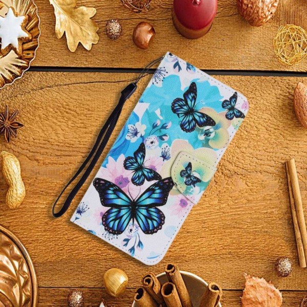 Wonderland Samsung Galaxy A32 Flip etui - Blå sommerfugle Blue