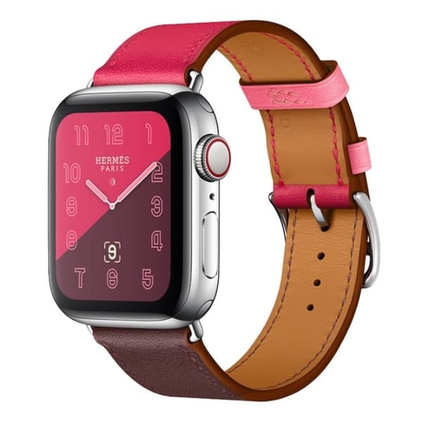 Apple Watch Series 4 44mm justerbart klockarmband i läder - Ros / Vinröd multifärg