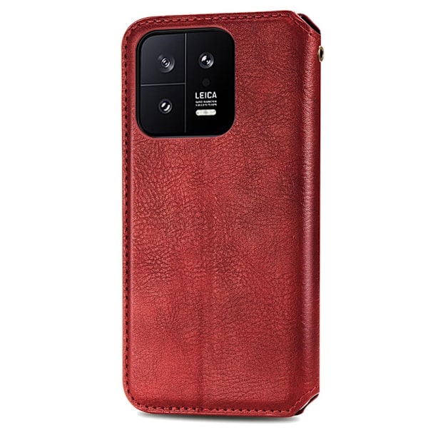 Nahkakotelo With A Stylish Rhombus Imprint For Xiaomi 13 - Punainen Red