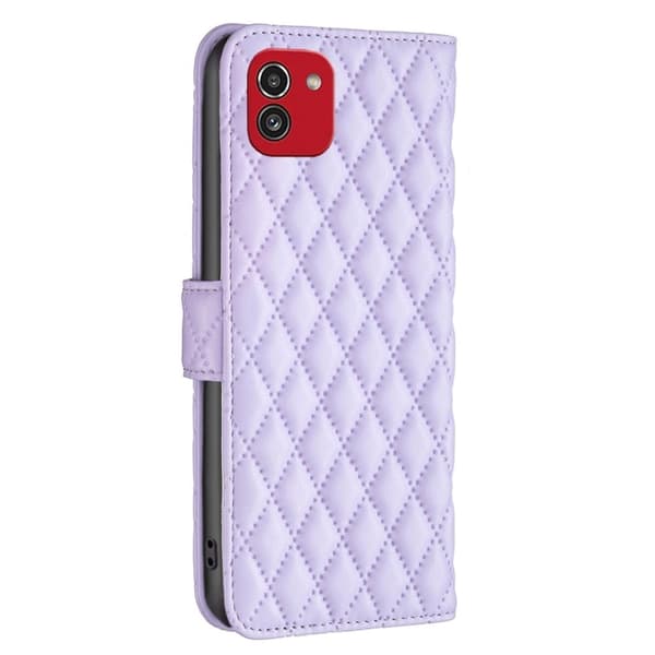 Rombemønster, matt flip-deksel for Samsung Galaxy A03 - Lilla Purple