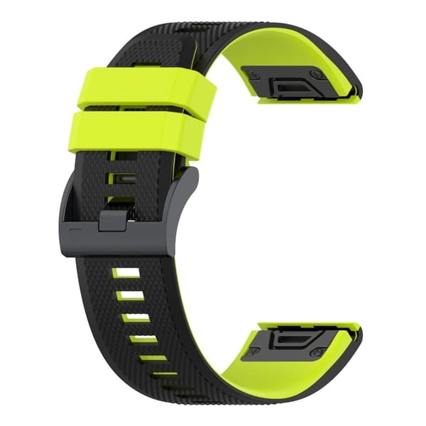 26 mm dubbelfärgat texturerat silikonarmband för Garmin-klocka - Svart / Lime Grön