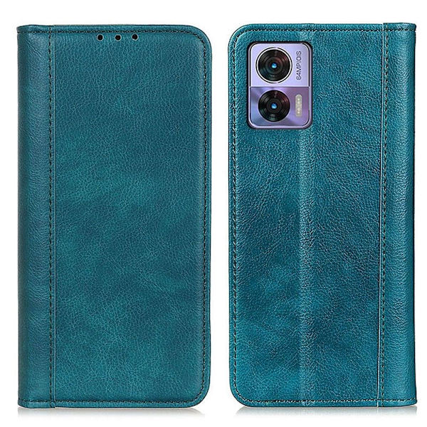 Äkta läder Motorola Edge 30 Neo fodral med magnetisk stängning Grön